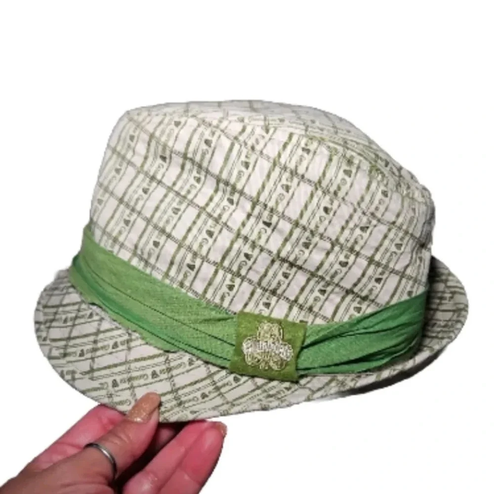 Guinness Unisex Official Merchandise Green Plaid Short Brim Fedora Hat Size M/L